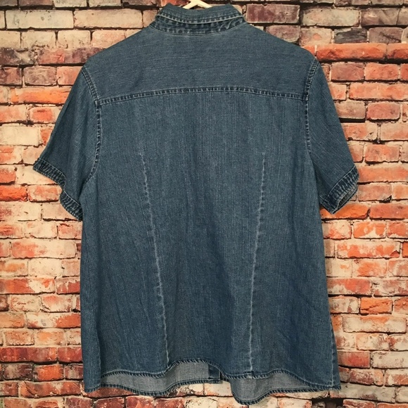 (N-25) Baby & Me Blue Denim Button Down Blouse NWT - Picture 7 of 7